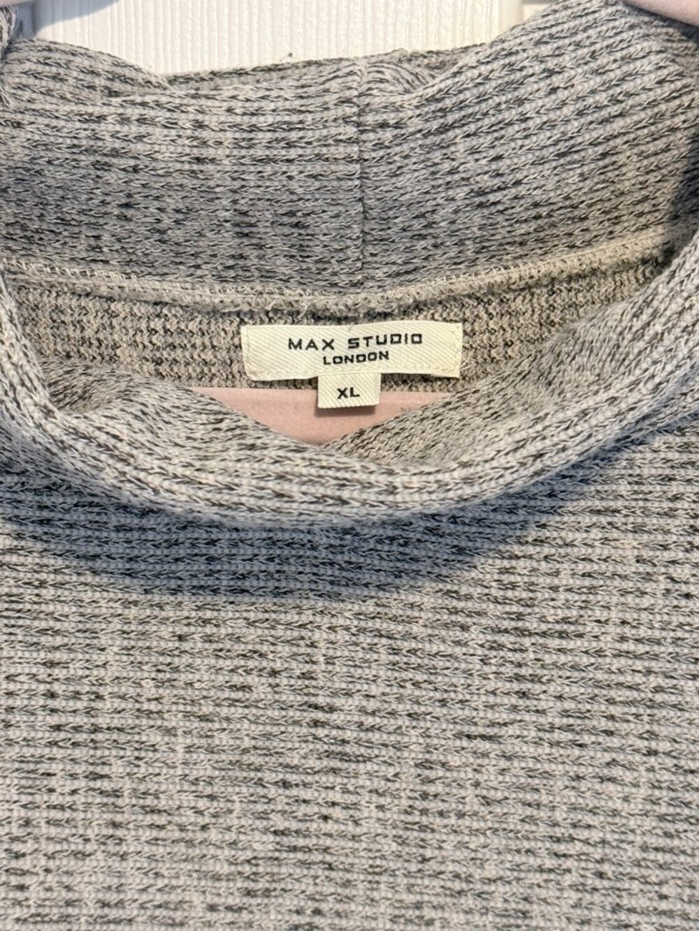 Max Studio London Heather Gray Marled Knit Cowl Neck Oversized Sweater XL - Picture 3 of 4